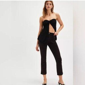 NWOT Free People High Time Velvet Kick Flare Pants in Black size 6